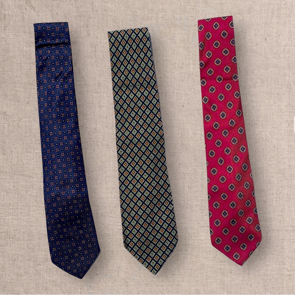 Vintage Neiman Marcus Necktie Lot Geometric Retro Mens Dress Ties